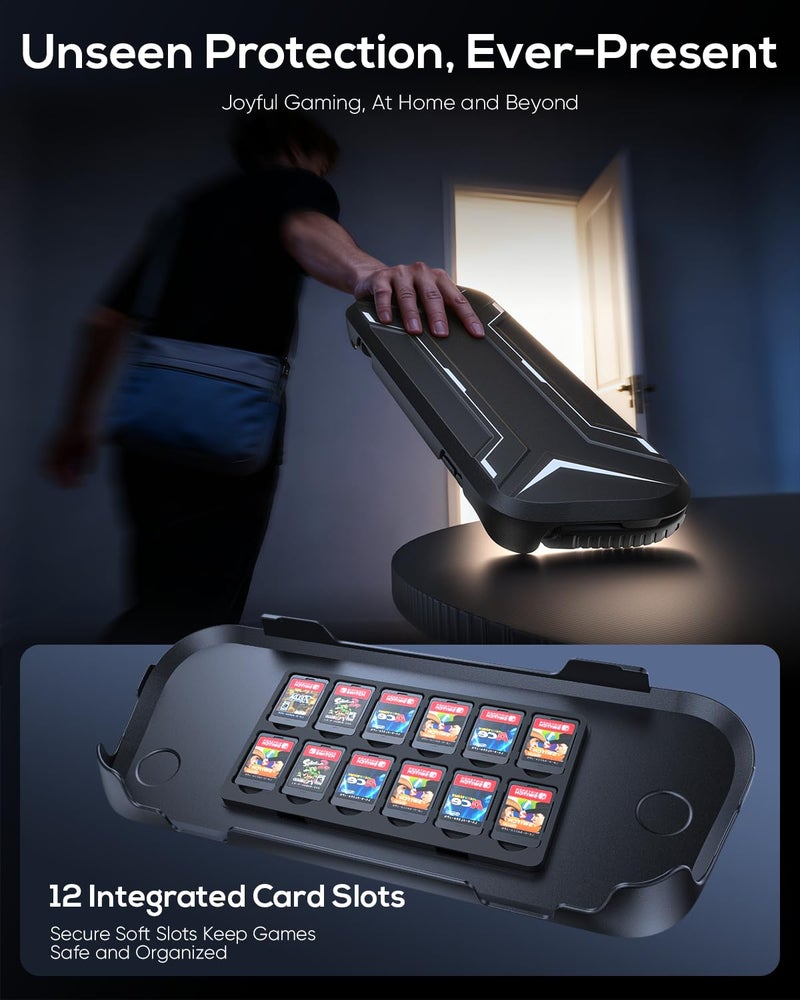 FASTSNAIL Switch 2 Protective Case, Switch 2 Cover with Dockable TPU Middle Frame, Non-Slip Ergonomic Grip for Joycon 2, Anti-Scratch PC Front Cover with 12 Game Card Slots for Switch2 Accessories - Image 4
